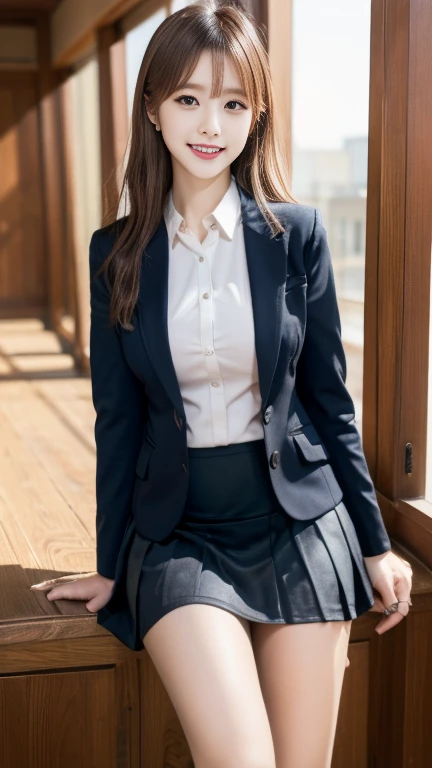 Woman in a suit standing on the sidewalk,((23-year-old woman))、small Breasts、Dark brown hair color、Hairstyle with bangs、Various hairstyles、Hairstyles of different lengths、(8k, RAW Photos, highest quality, Tabletop: 1.2),、(Realistic, Realistic: 1.3), Cityscape, Day, Sunny Morning, Professional Lighting, Photon Mapping, shirt, (Woman in a suit,) Silk Suit、Pencil Skirt、Tight Skirt、((Delicate photo)),(Detailed RAW Photos of Girls), (Tabletop:1.25), (highest quality:1.6), (超A high resolution:1.5), (Realistic:1.75), 8k resolution, Caphin EOS R5, 50mm, absurdes, Ultra-detailed,Cinema Lighting, (Skirt Lift:1.5)、nsfw、the wind is strong、smile、Skirt flipped up, ((phi_panties)), beautiful pussy,