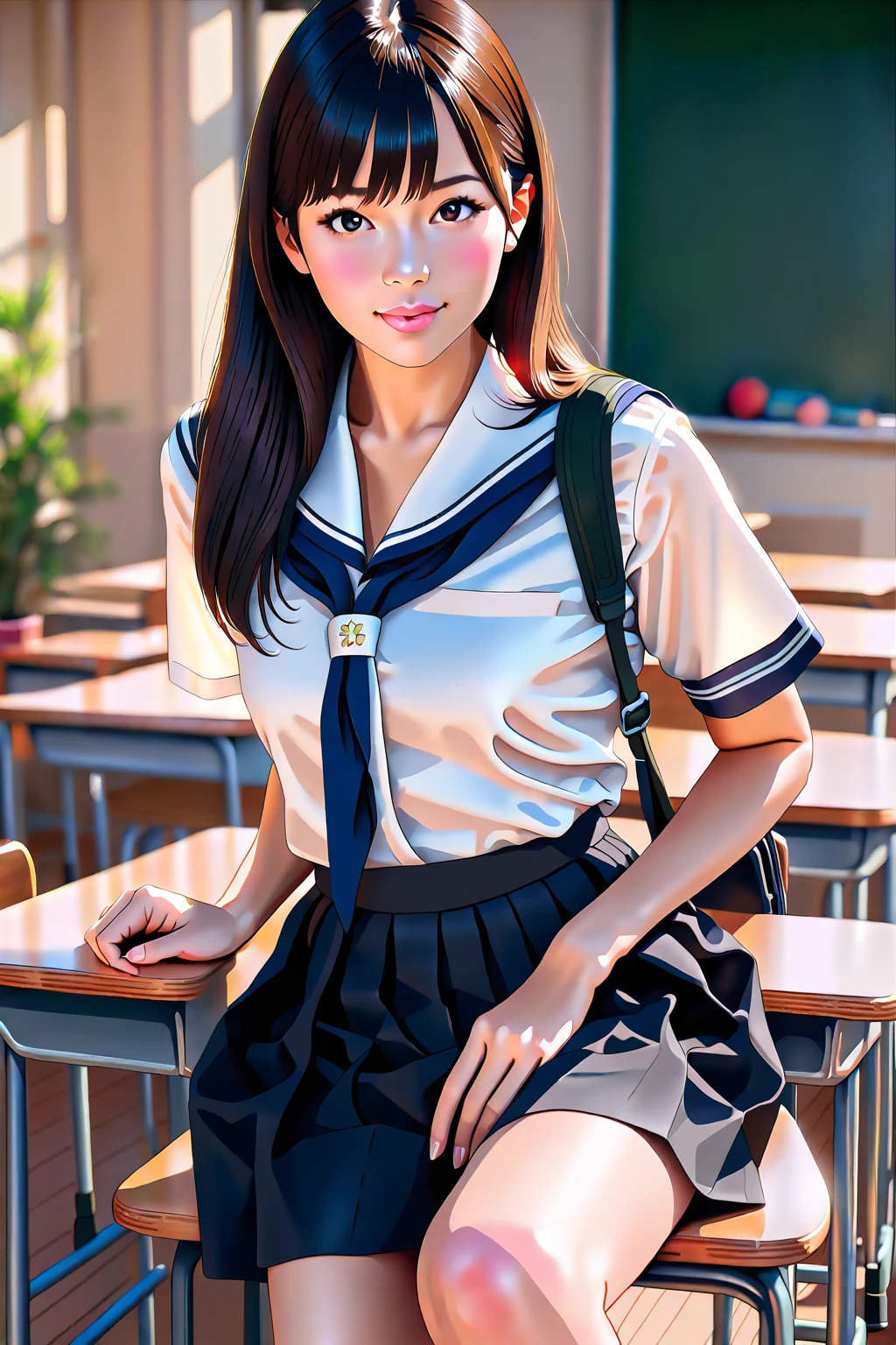 High-definition images, atmospheric perspective, 8k, Super detailed, Accurate, highest quality, 
1 girl, alone, chest, looking at the viewer, (look at the viewer,:1.5),  
brown hair,  brown eyes, parted lips, underwear, panties, (japanese school uniform), 
 (navy blue skirt), (sit on a train seat:1.5), underwear, panties, parted lips, 
 lips, (navy blue skirt), cowboy shot,  (((spread your legs, crossed arms))), showing sexy white panties:1.5), realistic ,
(white, collared shirt, ribbon tie),
(Do not expose your upper body:1.5),
(turn your body toward the viewer:1.5) , (from below, look up:1.5), ((15 year old Japanese girl, short bob))