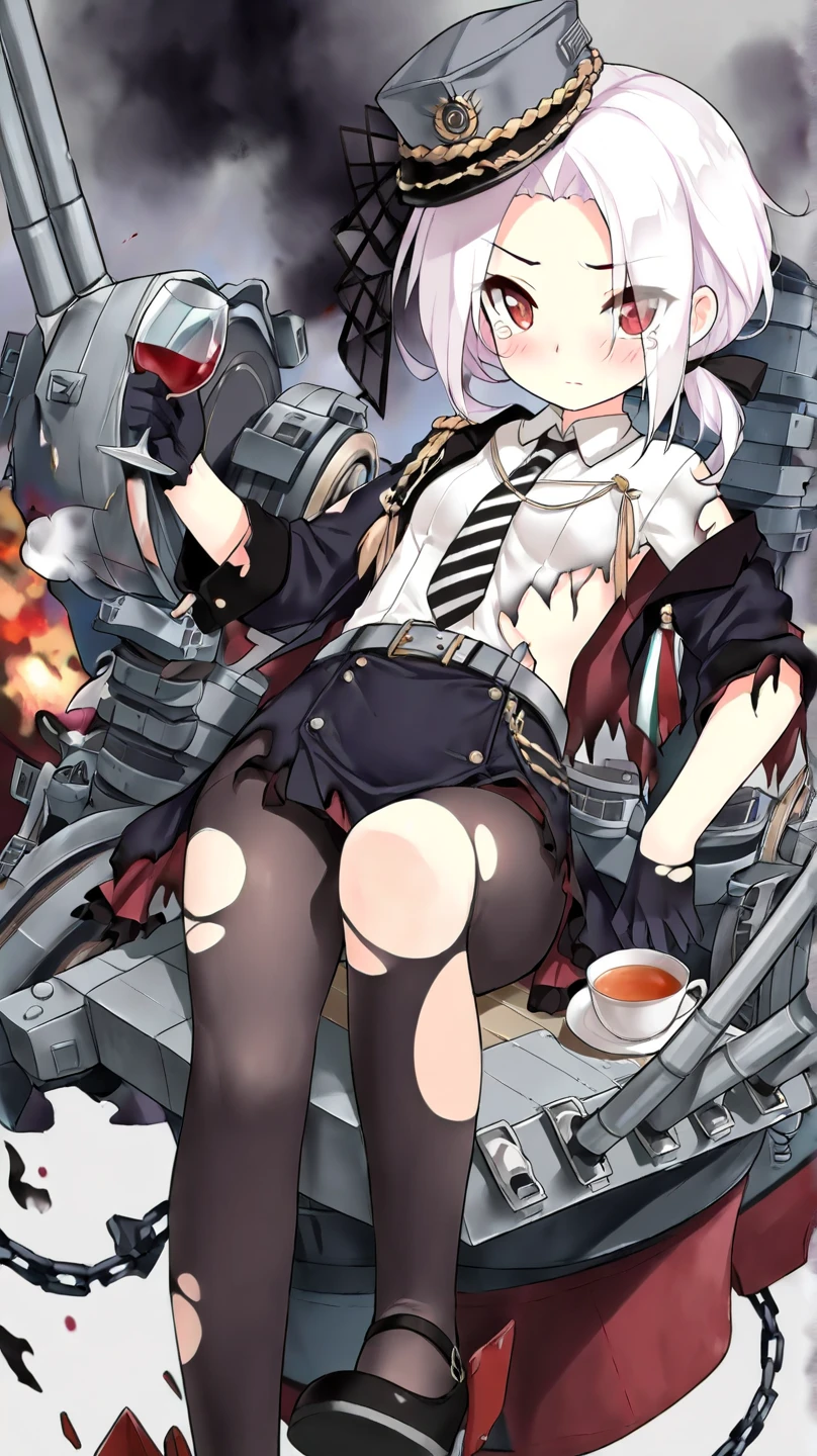 (masterpiece:1.2), (Military uniform magazine cover:1.4),best quality,PIXIV,Sweet girl , sexy posture,1girl, (perky chest:1.2), rolling upskirt by wind:1.6, (with sparkling eyes and a contagious smile),open mouth, (pointed chest:1.2),fishnets, black hair, boots, long hair, black nails, skirt, shirt, black footwear, bag, black skirt, jewelry, jacket, thigh strap, bangs, necktie, earrings, nail polish, multicolored hair, looking at viewer, full body, bottle, own hands together, belt, jacket on shoulders, food, cats on head, ring, choker, english text, collared shirt, blue eyes, hat, lace-up boots ,masterpiece、highest quality、Very detailed、An illustration、Beautiful fine details、One Girl、cute、Detailed landscape、Training Room Background:1.4、Platinum Blonde Hair、Braided Ponytail、Red camisole、((c cup breasts, Tank top showing underboob:1.4))