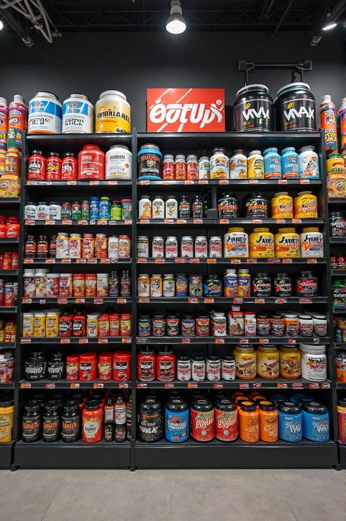 Image to stick on a 15 x 92cm shelf in a fitness products and bars store