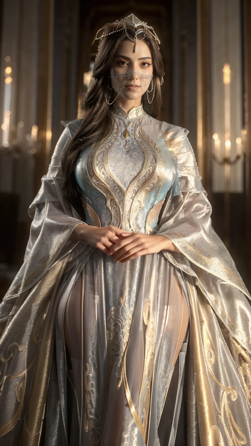 Change background in princess place, with her dress, ultra realistic,