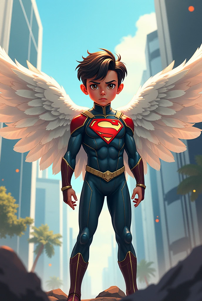 Superhero boy with dragon wings