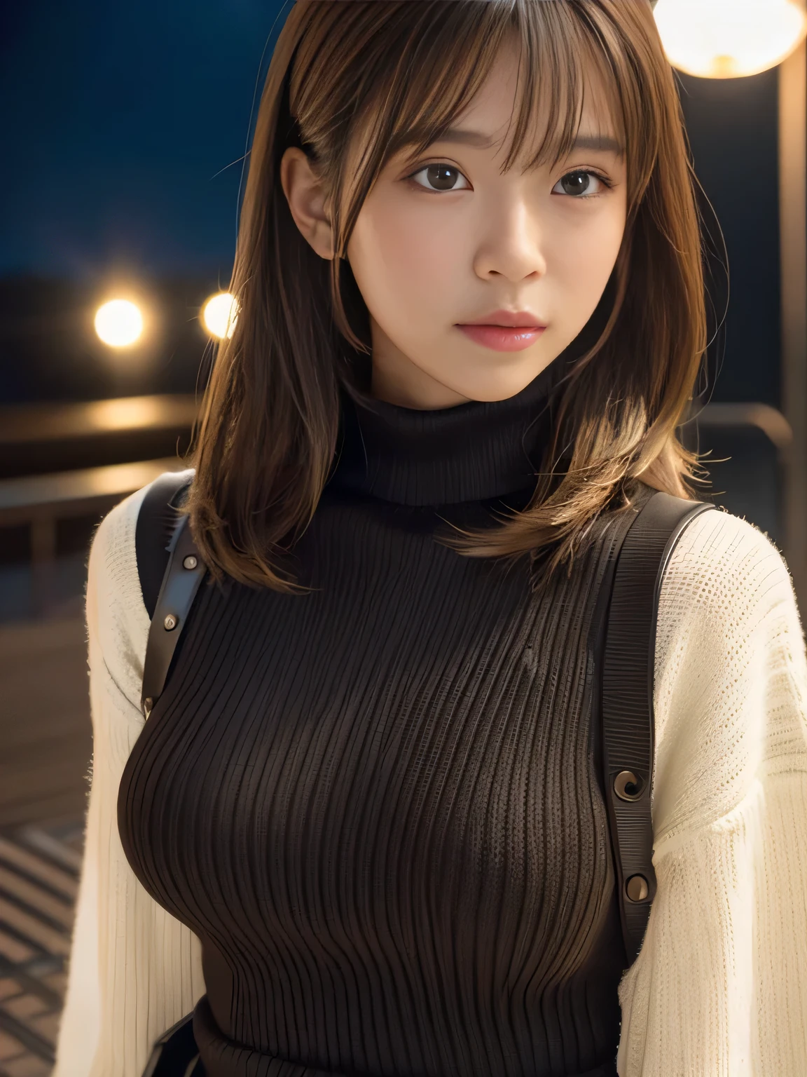 table top, highest quality, figure, super detailed, finely, High resolution, 8k wallpaper, 完璧なダイナミックな構figure, beautiful and fine eyes, woman's fashion fluffy winter clothes,Wearing sunglasses,medium hair,small breasts natural color lip, bold sexy pose、20 year old girl、cute、sexy shot looking at camera,RAW photo,anatomically correct body,blur the background,perfect and beautiful face,KPOP idol face,Slim face and body、Wearing a black miniskirt,Wearing black high heels,sitting in a chair,