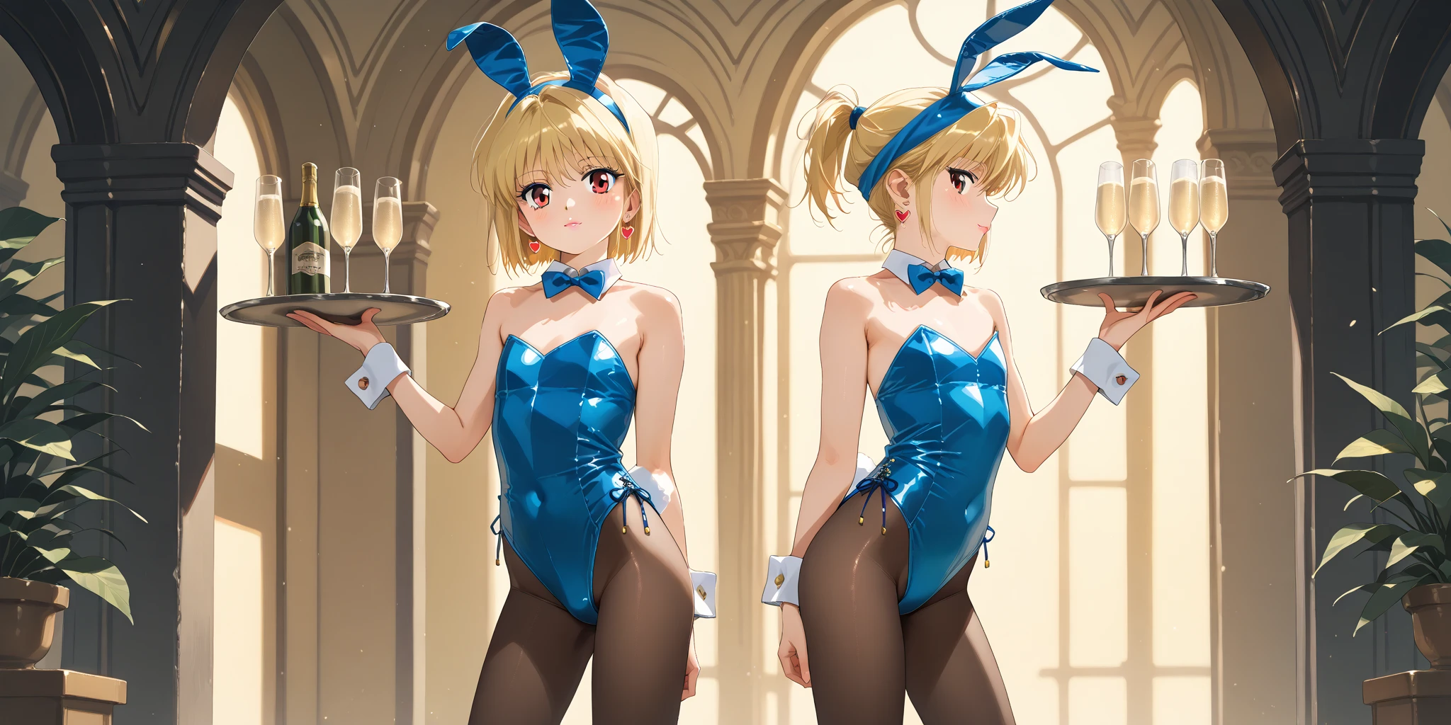 Browsing Caution,smile,(older sister),(Futanari),Small breasts,Bunny costume,Low Twintails,reception,