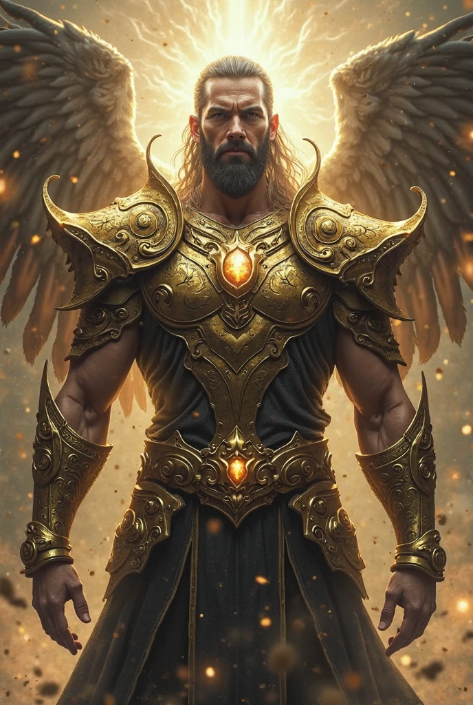 super high resolution, best quality, photo, 8K, (Realistic: 1.2), cinematic lighting, A hippogrist-headed man, a bearded giant in a bright white robe, floating on a crystal throne, floating on a crystal cloud, yellow eyes, bright yellow light emanating from the throne, gems floating in the sky, God, beams of light shrouded his body, The crystal throne has large translucent feathered wings with wings spread, Golden light above the head (aura: 1.2), abdominal muscles wearing medieval golden armor, beard, masculinization, darkness, masterpiece, best quality, intricate details, snow environment and crystal in background, crystal cathedral, futuristic portal, 3D light, HD, magic, light god, backlight, detailed face, fear, depth of field, soft lighting, tone mapping, high detail, concept art, smooth, clear focus, dramatic lighting, highly detailed art, film, 8K, Amazing shadows (highly detailed background: 1.2) --auto --s2