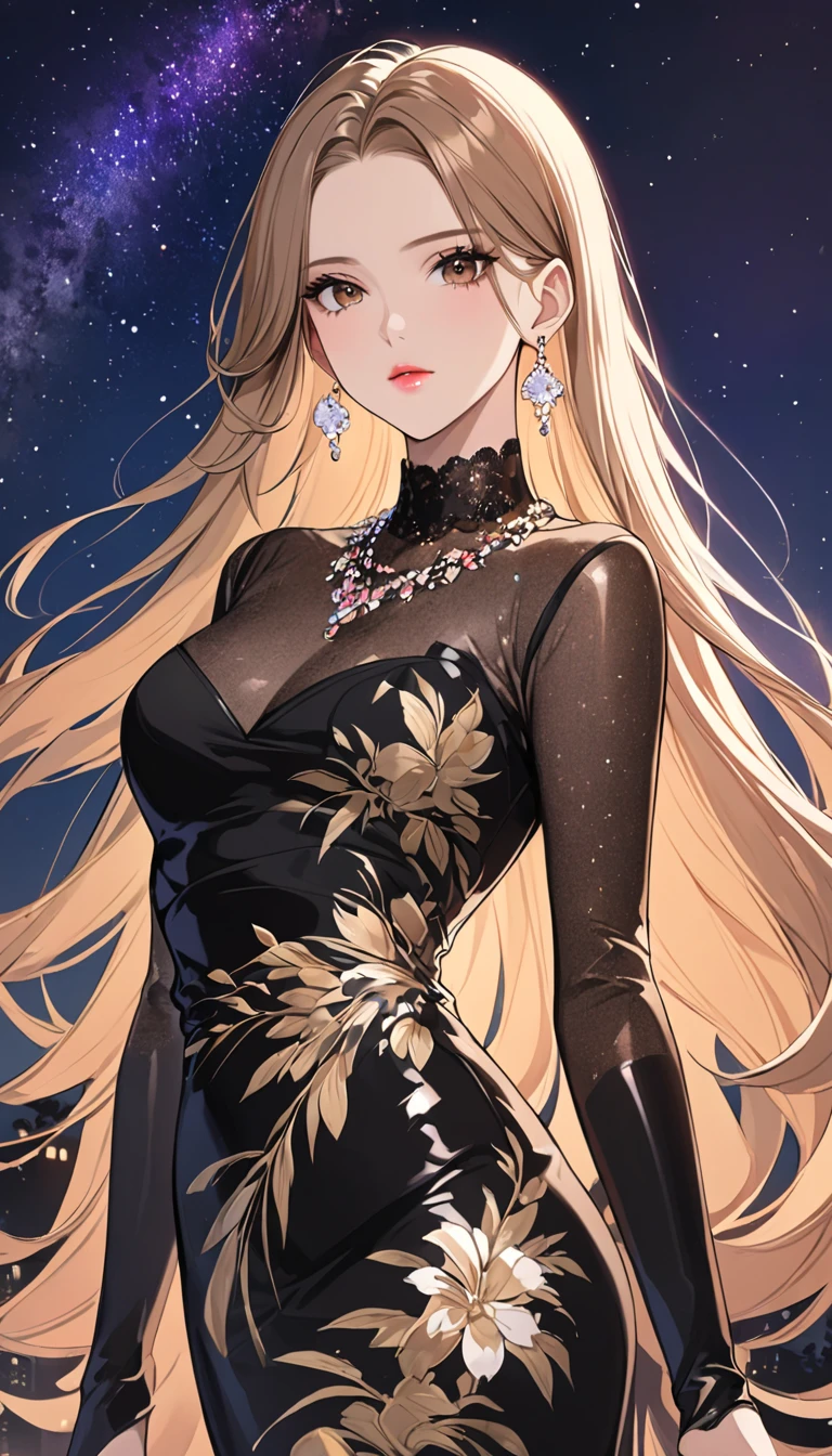 a blonde woman in a black dress , irina nordsol kuzmina,
