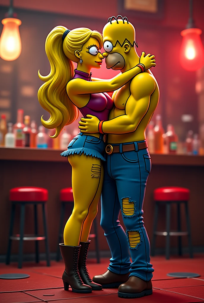 score_9, score_8_up, score_7_up,score_6_up, score_5_up , large breasts, 1girl, solo, HolliW, holliw,makeup, blonde hair, bangs, side locks, thick eyebrows, hair between eyes, curvy, choker, skindentation, bar \(place\), neon lights, light particles, looking at viewer, nude male, huge penis, huge testicles, muscular male, medium breasts, boyfriend, couple, looking at viewer, faceless male, light skinned male, cuckold pov, ntr, netorare, standing, cuckolding, cuck, 1girl, 1boy, BLEACHED, raceplay, smug, humiliation, ((faceless male)), ((size difference)), tall male, ((worship)), ((light skinned male))), nude, lipstick, lipstick mark, lipstick on penis, cum in mouth, middle finger, male head out of frame, ((size difference)), , ((large male)), solo focus, choker, solo focus, American flag bikini, standing, standing side by side, huge thighs, ((cock worship))
