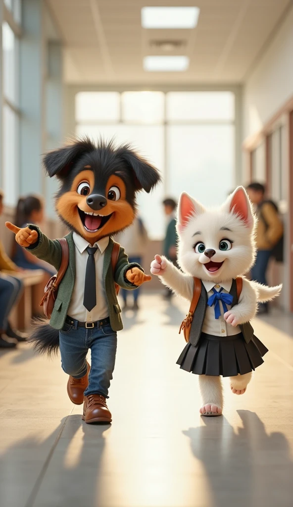 Shanghai，35mm lens，Multiple Angles，Cat，personification，return，~ side，silhouette，Overhead Shot，chiwawa dog，Are standing，doll，Carrying a small school bag，bus stop，Shanghai， Cape,Nguyen Gia,suit,tie, (Delicate face), (High-quality fluffy fur)，（35mm cinema lenses），（Multi-angle shooting），（Wide range of angles）