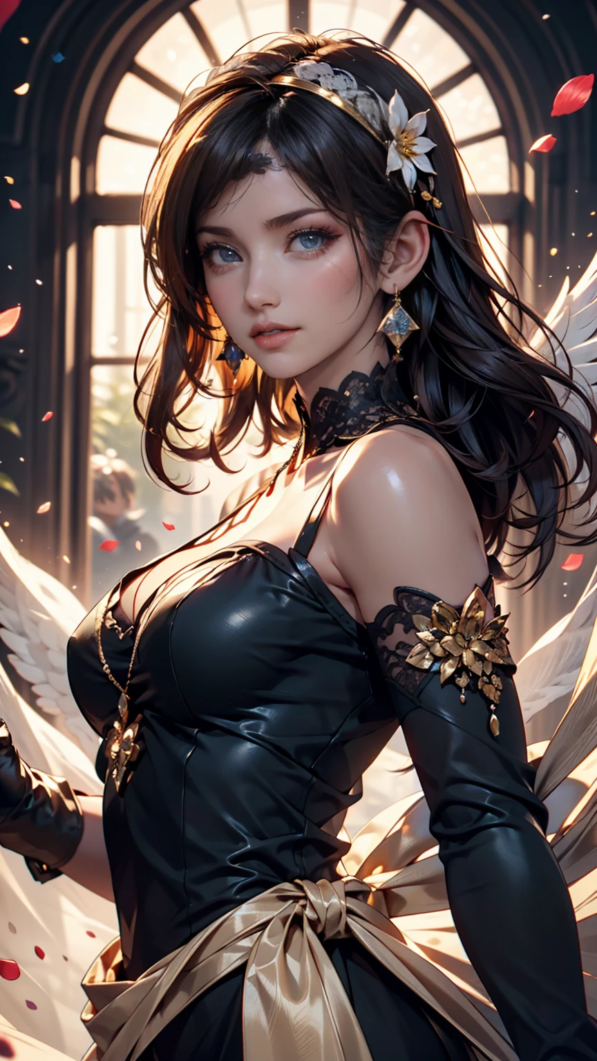 change, Leprechaun, Gray Hair: length, blue eyes, Small breasts, Best, garter, hair accessory, Captivating smile, sight, Tilt your head, Behind the arm, (slim), (Thin legs: Leg spread), Attention to detail, Highest quality, masterpiece, Detailed ice, Cumulonimbus, Beautiful details shine, ice crystal texture wings、Silver accessories on the wrist