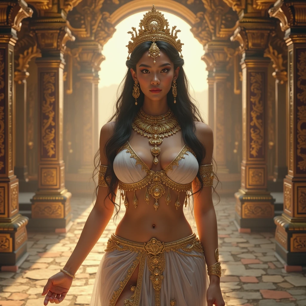 Full body close-up, ((Ancient goddess Valentina nappi style in her temple)), wide view, obsession echoes through time finding us to seek what is truly sublime.In the currents of modernity, let's find our way,Balancing ambition with wisdom, each and every day.  
white snake animation style  digital art, beautiful.8k ultra high definition, masterpiece art, ancient times , mitology style)) --auto