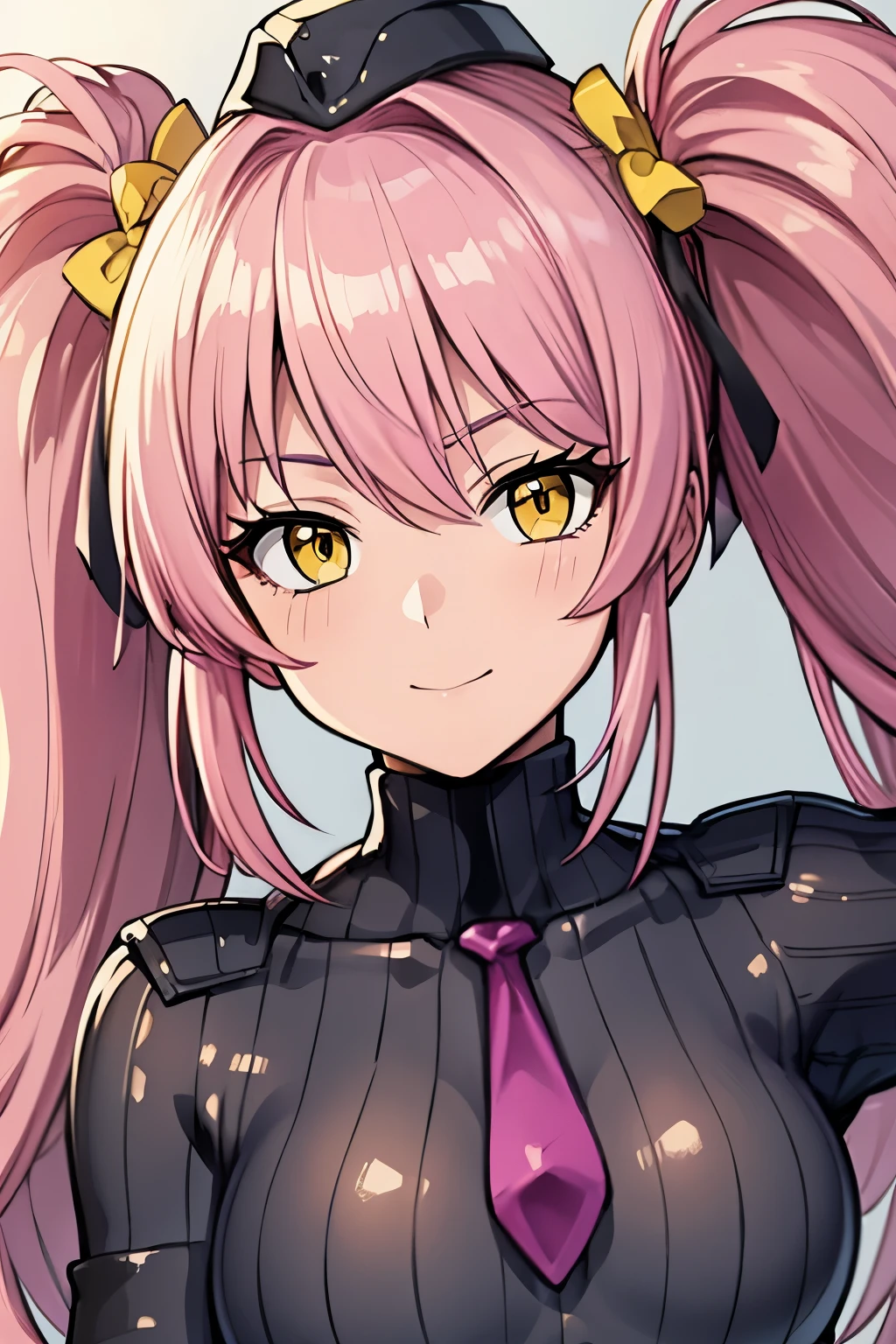 masterpiece, highest quality, (highest quality), (best illustrations), (high resolution),8k,face close up,on the bed, {{{masterpiece}}}, {{{best quality}}}, {{Super detailed}}, {{very delicate and beautiful}},smile,black DOLLSUIT,DOLLSUIT,{{{best quality}}}, {{Super detailed}}, masterpiece, highest quality, (highest quality), (best illustrations), 8k,{{{masterpiece}}}, {{{best quality}}}, {{Super detailed}}, {{{best quality}}}, {{Super detailed}}, face close up, mika jougasaki, hair bow, long hair, pink hair, (yellow eyes:1.5), twintails, hair ribbon, hair bow,