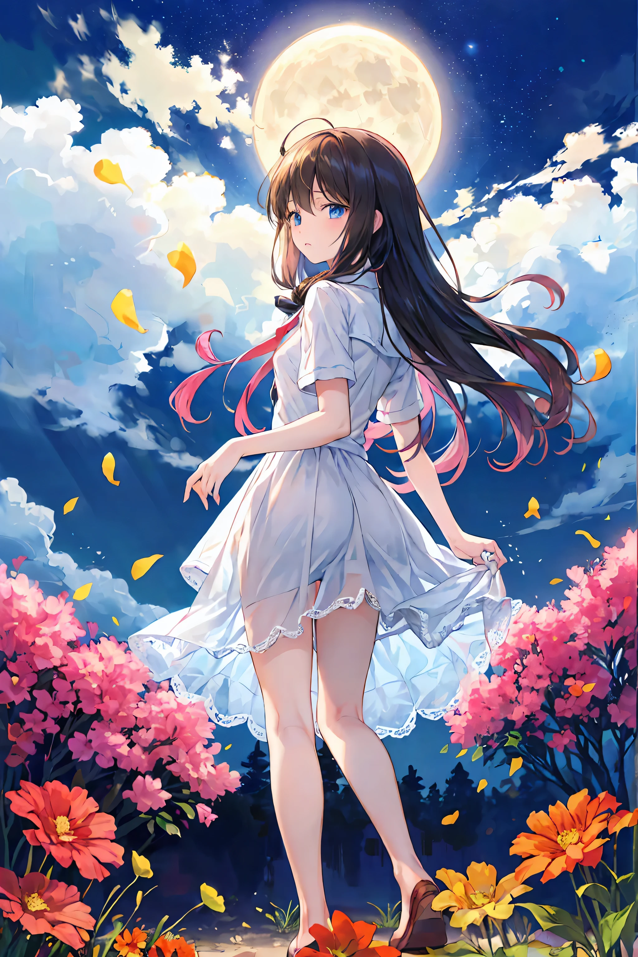 Melody Mark,top quality, debris flies, female 1 person、alone,(A nostalgic view:1.5),(At the center of the world is、there are the most beautiful women in the world),A ray of light spreads, Crystals Expanding from the Center , prism,( Colorful Flowers:1.5),( full moon: 1.2),(rainbow: 1.3),(Warm Light: 1.2),(RAW photo),You turned away and started to walk away,Without a word exchanged,Inside my shaking heart,I cried like a ,don't't go ,I turned my back and started walking,I have to go before my tears fall,I pretended that I didn'I don 't like to be too happy,The ideal future I was forced to let go of,A wish that can never be regained, A small studio room that feels slightly larger 々 ,It seems to widen the gap in my heart,Every minute feels a little longer,If I could spend time with you,Is this a world where even wishing is not allowed?,Even a single lie can make me cry,I have committed countless crimes,Touch that hand,I tried to live quietly next to you,Inside finite memories and time, Every time I get a gift, Let go of the past.,The presence of I, just sitting there, It will surely fade from your memory..,I can never go back?Is this the beginning or the end?,The night I sleep in a wide bed is not yet over,I'll keep dreaming of you alone, dreaming of tracing your memories,I'Make up for the pain of loneliness, So let them stay quiet in your memory.,It would be nice if we could meet again with the same feelings.,