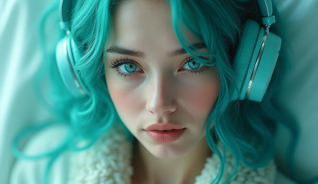 Very beautiful adult woman blue hair 28 years old green eyes smoking weed smoking skank 4k quality photo
