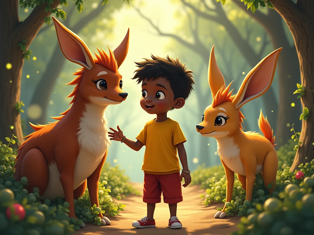 How a son is left between a fox and a rabbit on the moon in cartoons 