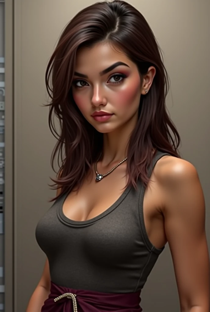 Naked Beauty,alone,Belt with holster,Watch on wrist,Drunk,Shoulder hiccups,Standing in front of a white wall,Standing shot from the front,Depict the whole body,night,indoor,Japanese-style room,Ultra-high resolution,16K