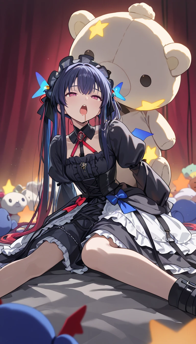 a cartoon image of a girl in a blue cape and white dress, an anime drawing by Jin Homura, pixiv, mingei, anime moe artstyle, tsuaii, anime girl named lucy, mayuri shiina from steins gate, anime style like fate/stay night, black - haired mage, touhou character,