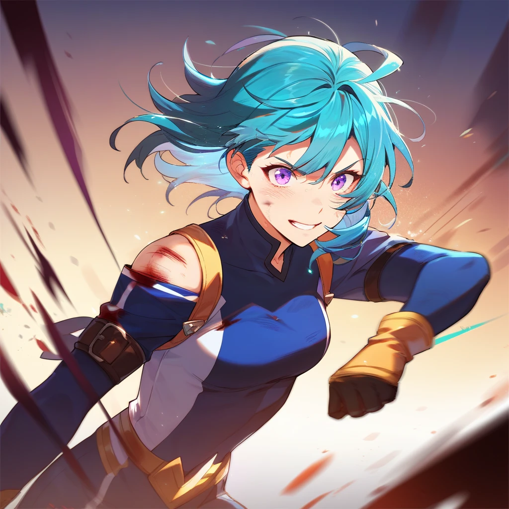 1girl, blue hair,full body, sligth smile, blue eyes ,drop shadow, UHD, retina, masterpiece, ccurate, textured skin, super detail, best quality, highres, 16k, HD