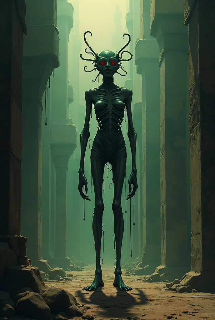 Masterpiece, best quality, Masterpiece, best quality, 1 woman , Black rabbit , ferry , conjunctivitis , sly face , indifferent face , naked , abdomen , big breasts , Long legs , hands on hips , abandoned factory , at night