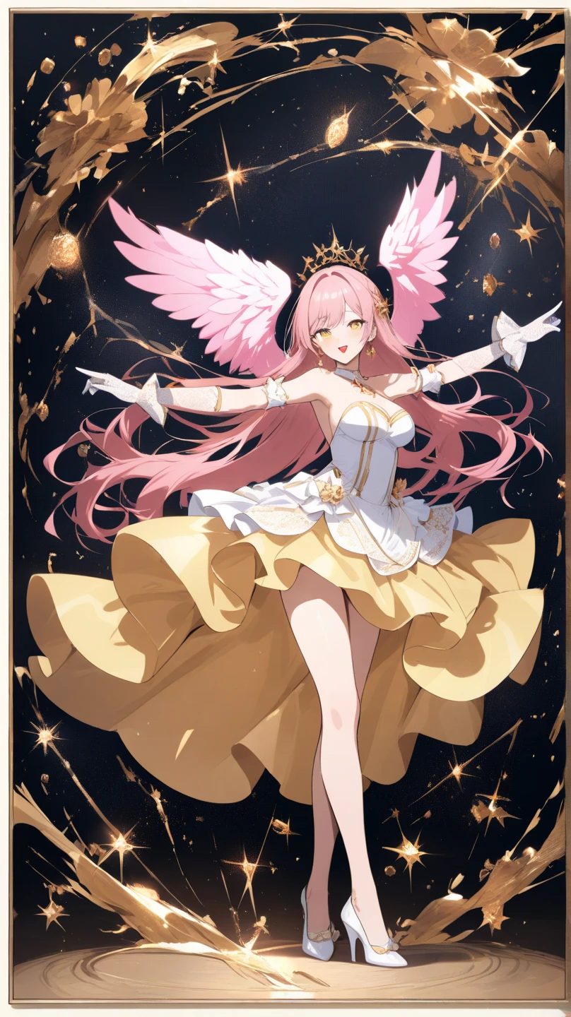 (masterpiece, best quality),Soar among the stars，Air，flight，Fly in the air，Floating ice cubes，Golden feathered wings，Pink briefs，Male children,nakeness,???'s face，Flat chin，infancy,(???'s face),Pink belly hair,Pink chest hair,Pink pubic hair,Flat chin,Fine face in detail,White men's briefs,musculous,pink short hair,Bright Hair,White eyes,Keep your eyes wide open,nakeness,White briefs,White briefs,Pectoralis abdominal muscles,Strong and well-developed muscles,spread their legs，legs are open，bright,Bright and vivid colors,(depth of fields:1.2),Positive audience,looking at viewert,the night