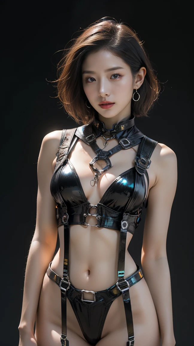 (photorealistic:1.6),(High resolution:1.6),(solo, one woman:1.5),(Thin woman:1.2),(beady eyes),(large eyes),(Light brown hair),(cool beauty:1.3),chuuChloe,(Personality is lewd),(Slender Body),(flaunt muscles),(feeling orgasm),(),(orgasm coming),(Amazing Orgasm),(small breasts),(ahegao:1.3),(Ecstasy),(Sexual arousal),(BDSM:1.5),(Leather Bondage:1.3),(Harness:1.5),(Constraints:1.5),(Woman hands tied:1.3),(Hanging by chains:1.5),(restraint equipment:1.3),(Tied up with leather belts),(Tied up and unable to move),(Masochism:1.5),(eroticism),(Both armpits visible:1.5),(both hands behind head:1.5),(Being sexually abused:1.5),(Leather panties:1.3)