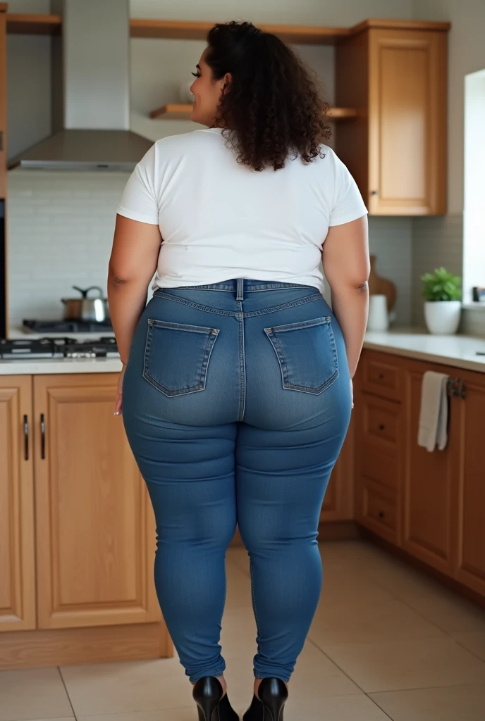 Huge breasts, Big Hips, Tank top, Denim shorts, Full Body Shot, Mature mother, Whipping the lower body, Plump thighs, Calf, Fascinating, Perfect body, Plus Size Model,