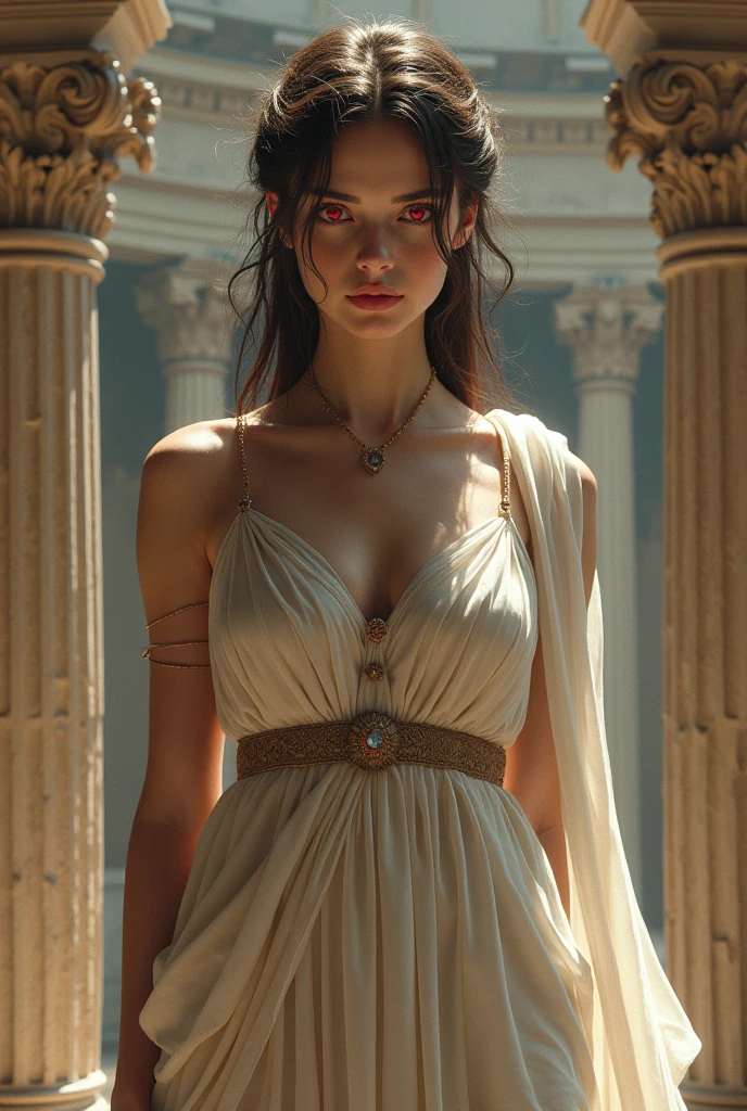 A Greek goddess with brown hair