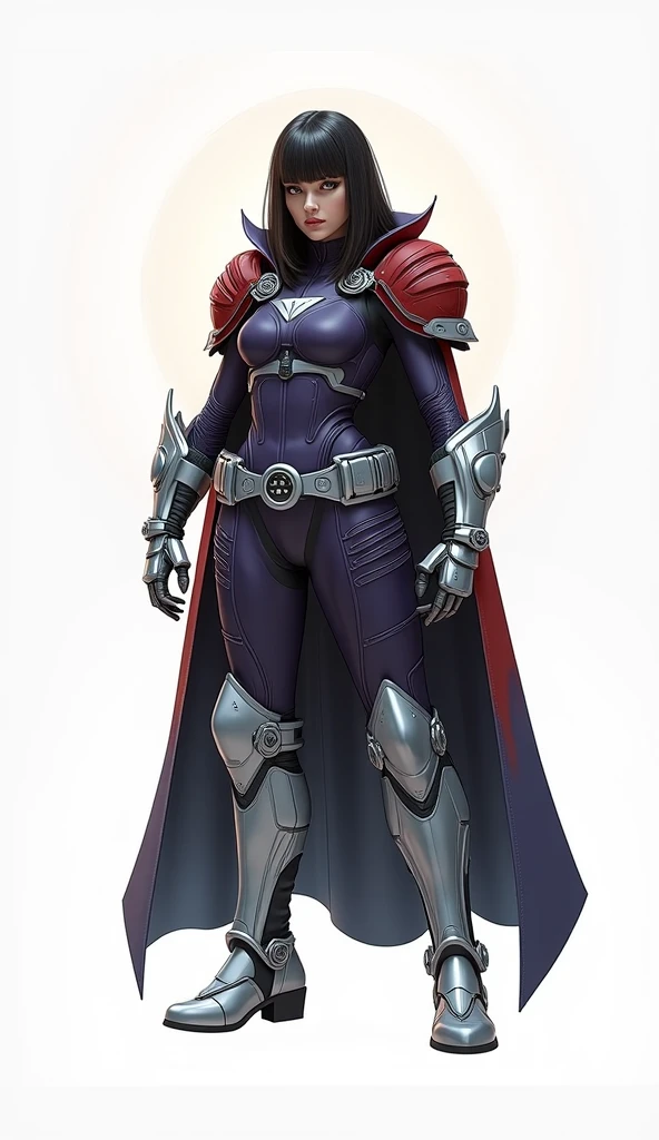 Brutal Red Skin Twi'lek with huge breasts wearing futuristic ((sleek (black) armor, black armor)) robes, cowl, crown, helmet, cape, huge breasts, slim hips, small waist, full-body shot