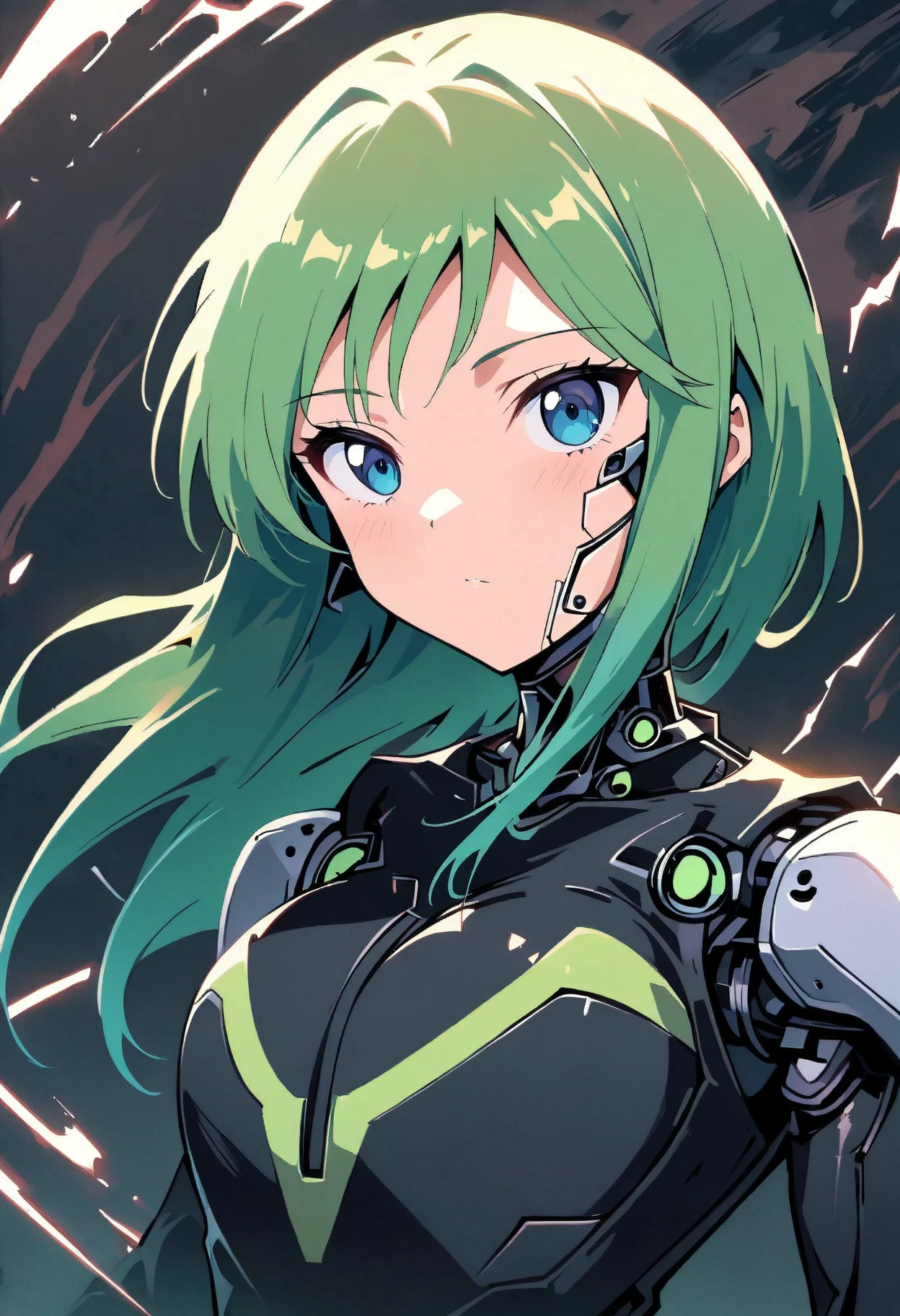 Millenium girl, Cyber girl, Green cyber girl, Hacker girl, Cyber skin girl, no background, high details, anatomically correct, accurate, best quality,
