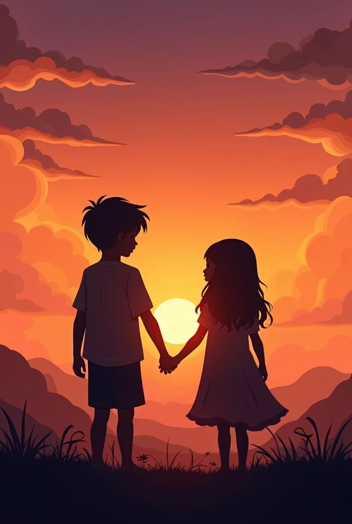 Background with two boy and girl who are separated the title kadhal