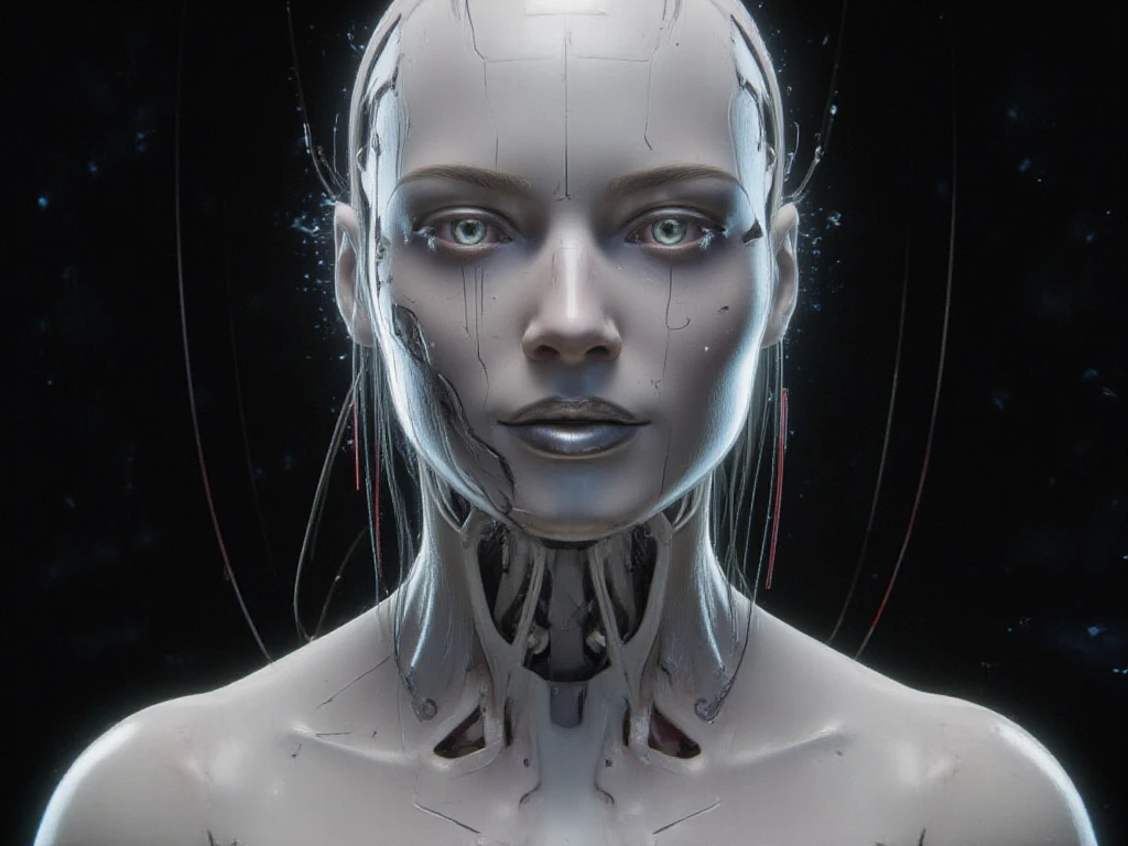 Whole-body biomechanics inside a cyborg, by Luis Royo, por Karol Bak, por Carne Griffiths, oil on canvas, obra maestra, Stunningly Detailed, 4k-resolution, tendencias en Artstation, Toma de estudio, Luz de fondo, centrado, Symmetrical, image in high resolution, High image quality, Ilustraciones estilo revista Heavy Metal