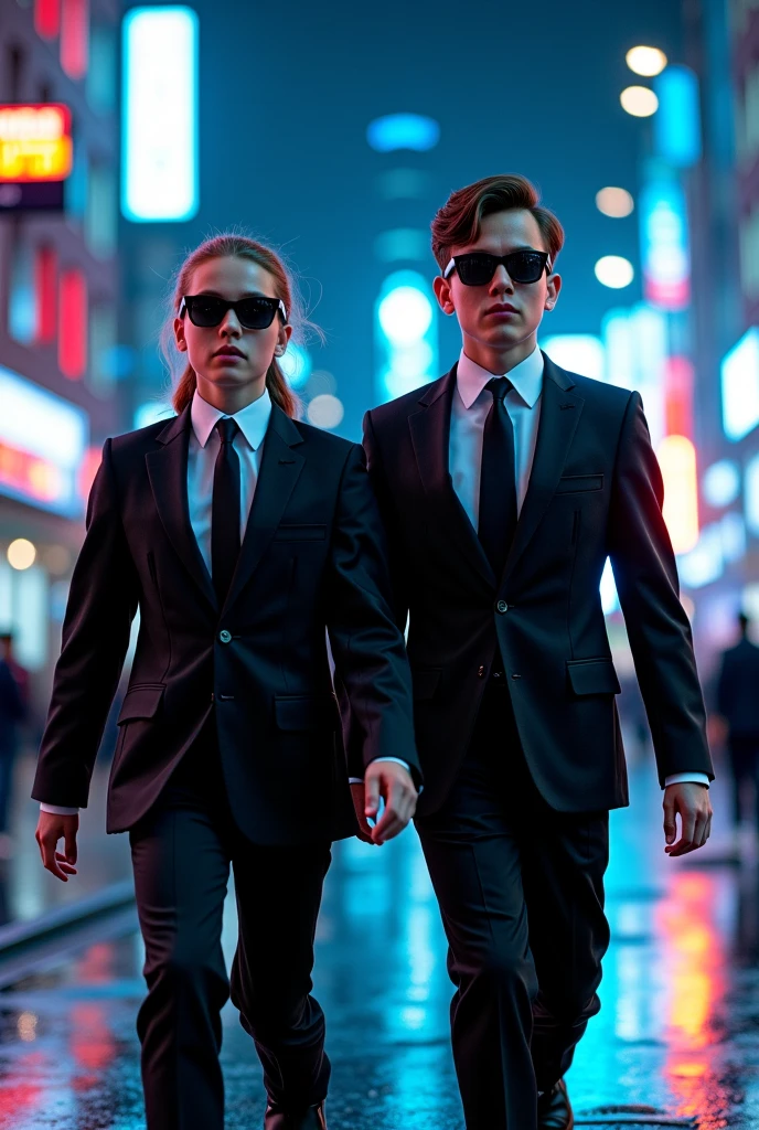 A closeup of a 10-year-old Russian child girl, with long blonde hair, in a suit and sunglasses in front of a wall of televisions, in the new Matrix movie, Neo from The Matrix, Neo from The Matrix, in The Matrix, from The Matrix (1999), from The Matrix (1 9 9 9 9 ), Matrix Film Pinterest Color, Matrix Film Color,  The Matrix, Matrix Movie Color grading