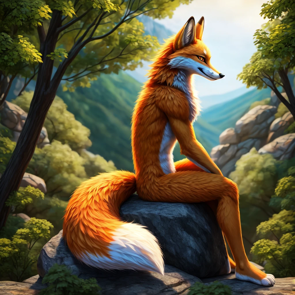 subido a e621, (por kenket, por Ross Tran, por Ruan Jia, por Foxovh) An anthropomorphic fox from Fennec (((hembra))) de (cola, pecho y cuello) esponjada, grandes manos, de ojos color ambar, con lunares cafe claro en hombros y muslos, borde de las orejas es cafe, en su cola posee 2 lunares grandes color blanco con un anillo cafe alrededor, Fursona, Looking at the camera with a mischievous look, Open Invitation, mirada picara, (In the middle of a forest with a river in the background), (detailed lighting), (cinematography lighting), [luz ambiental detallada], Fursona, ((sombra de medio cuerpo)), [luz ambiental en el vientre], [proporciones realistas], [explicit content], [foco nítido], (contenido cuestionable), (sombreado), ((obra maestra))