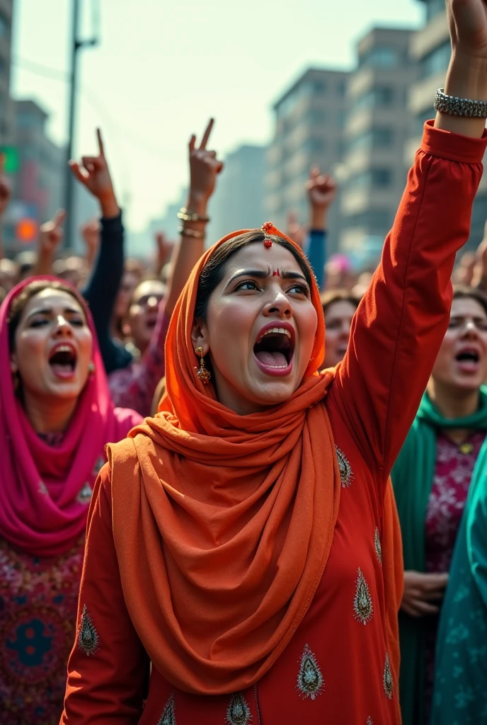 A mob of a 500 women. There are , teen agele aged woman, old woman. All are protesting against a very brutal rape and murder on the famous shyambazar five road crossing. Those woman has placards, some has non lethal weapons in their hands. Some are married some are unmarried. Their is many religions. All are angry and has fire in their eye. They want justice for the rape and want brutal punishment for the accuses. 