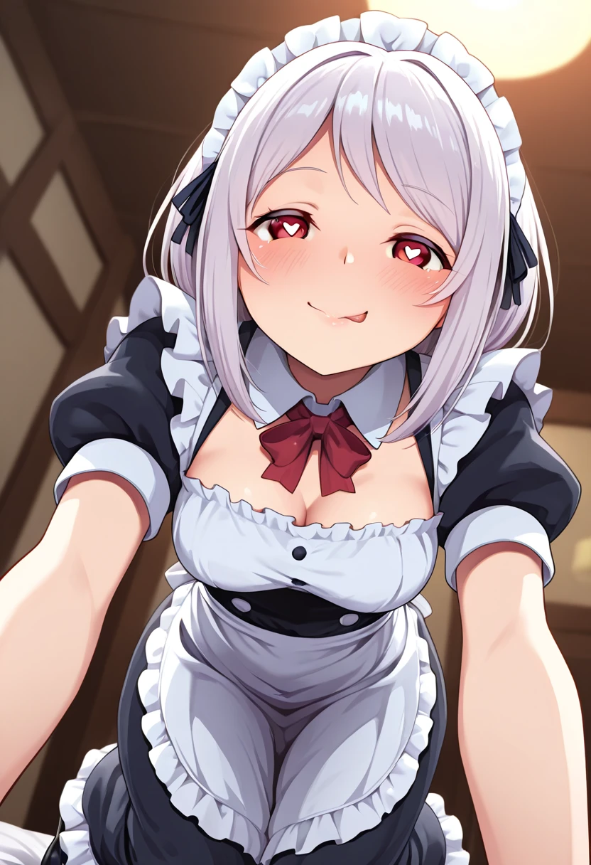 NSFW,koneko toujou (dxd),Gray Hair,short hair,(Maid clothes:1.2),(cropped:1.5),Micro Mini Skirt,garter belt,Embarrassed,blush,(Perfect hands),(Perfect Anatomy),(masterpiece),(highest quality),Office,Crouching with legs apart