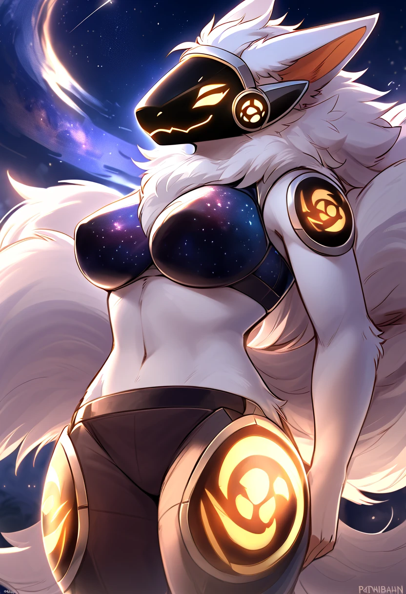 ((masterpiece, best quality)), (Pokémon), (umbreon) (furry), 4k, Detailed, Intricate Details, solo, one character, eye patch, woman with an eye patch, best quality, (female), fluffy fur, (tail), (2 ears), exposed navel, detailed breast, long flowing hair, fluffy fur around the neck, good anatomy, wide hips, wearing black poncho, looking at the viewer, night background