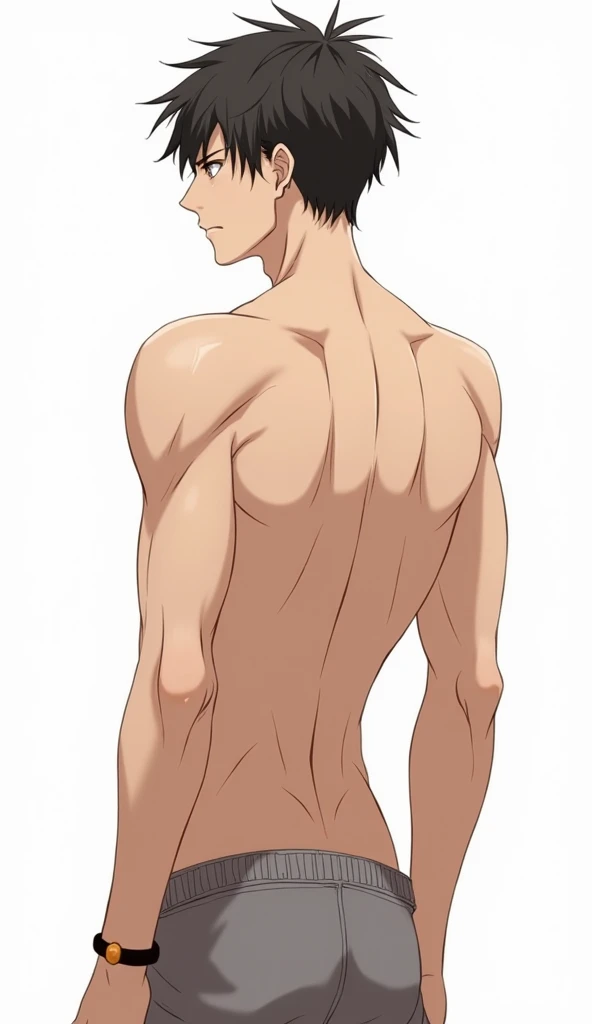 Kanroji Mitsuri from Demon Slayer Blade in his underwear standing backwards