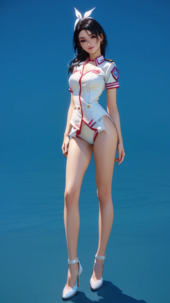 On the beach with a white swimsuit