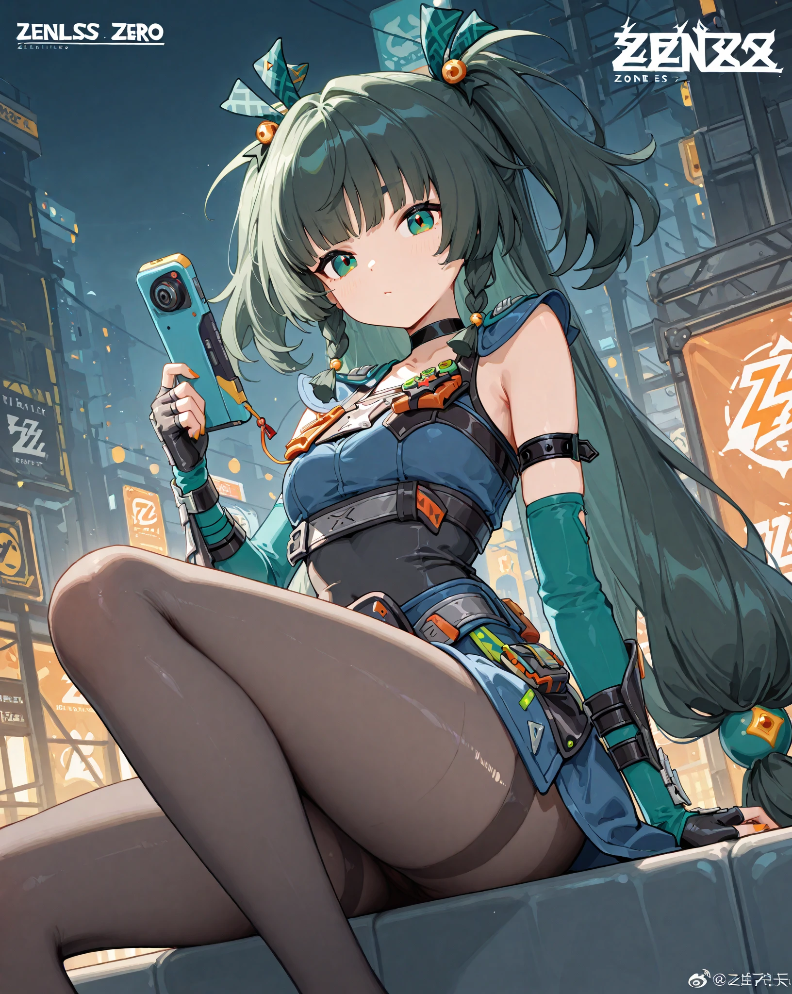 (masterpiece), (best quality), ultra high res, sharp focus, ((1 woman, solo)), full body, dutch angle, cyberpunk theme, beautiful detailed hair, chestnut brown hair, long hair tumbles down, headphones, beautiful detailed face, ((beautiful shape eyes, green eyes)), perfect feminine face, look at the viewer, feminine cyberpunk outfit, in the meadow of lily flowers, sitting on the ground, (in the night time:1.2)