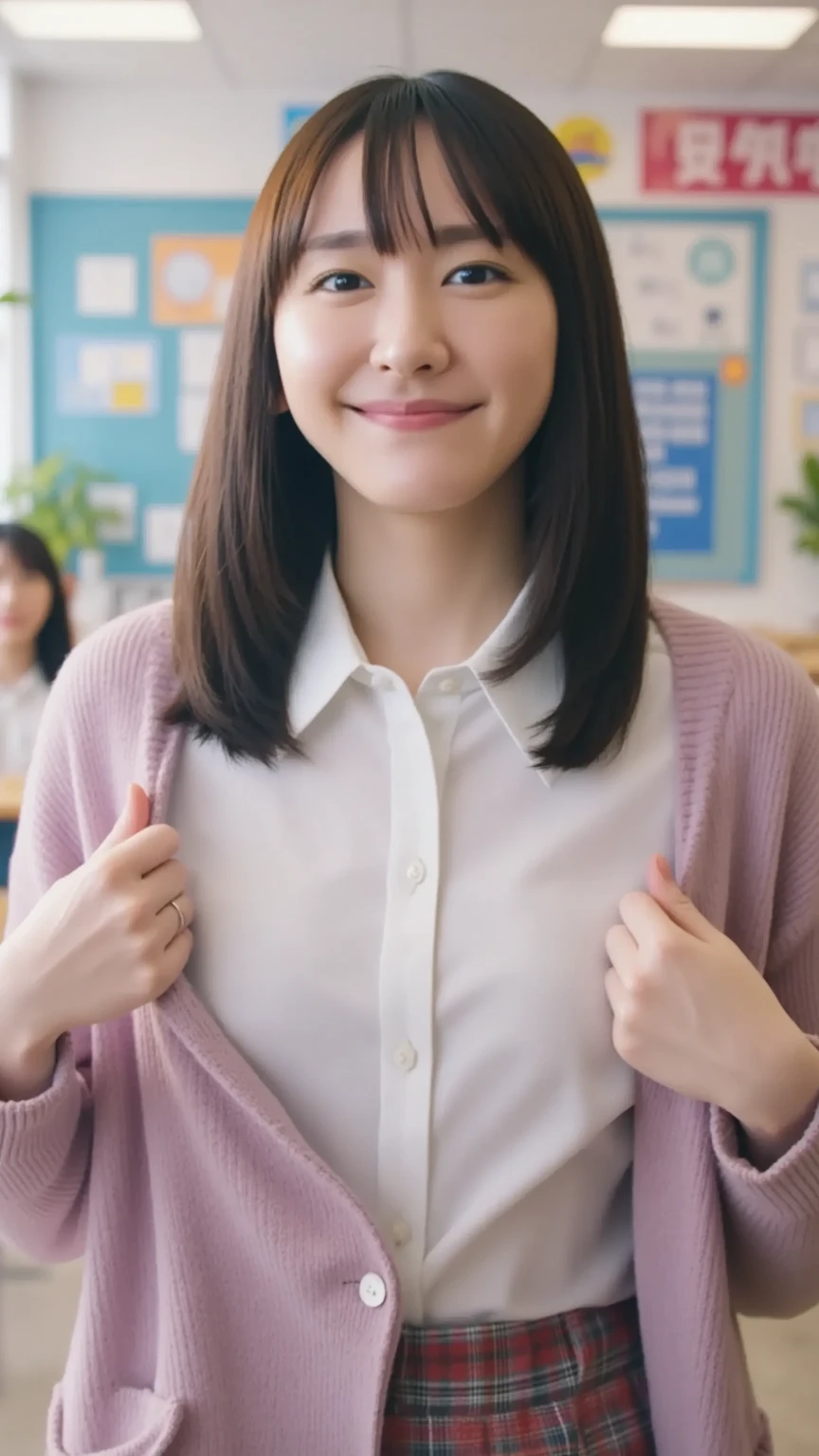 nsfw,naked,(Lift up your shirt, Lifted it himself:1.2), masterpiece, Highest quality, RAW Photos, Realistic, Large Breasts, Face Light, Shiny skin, Film Grain, chromatic aberration, Absurd, High resolution, Super detailed, In detail, Detailed eyes and face, Sharp pupils, Realistic students, Sharp focus,Wicked Smile, indoor