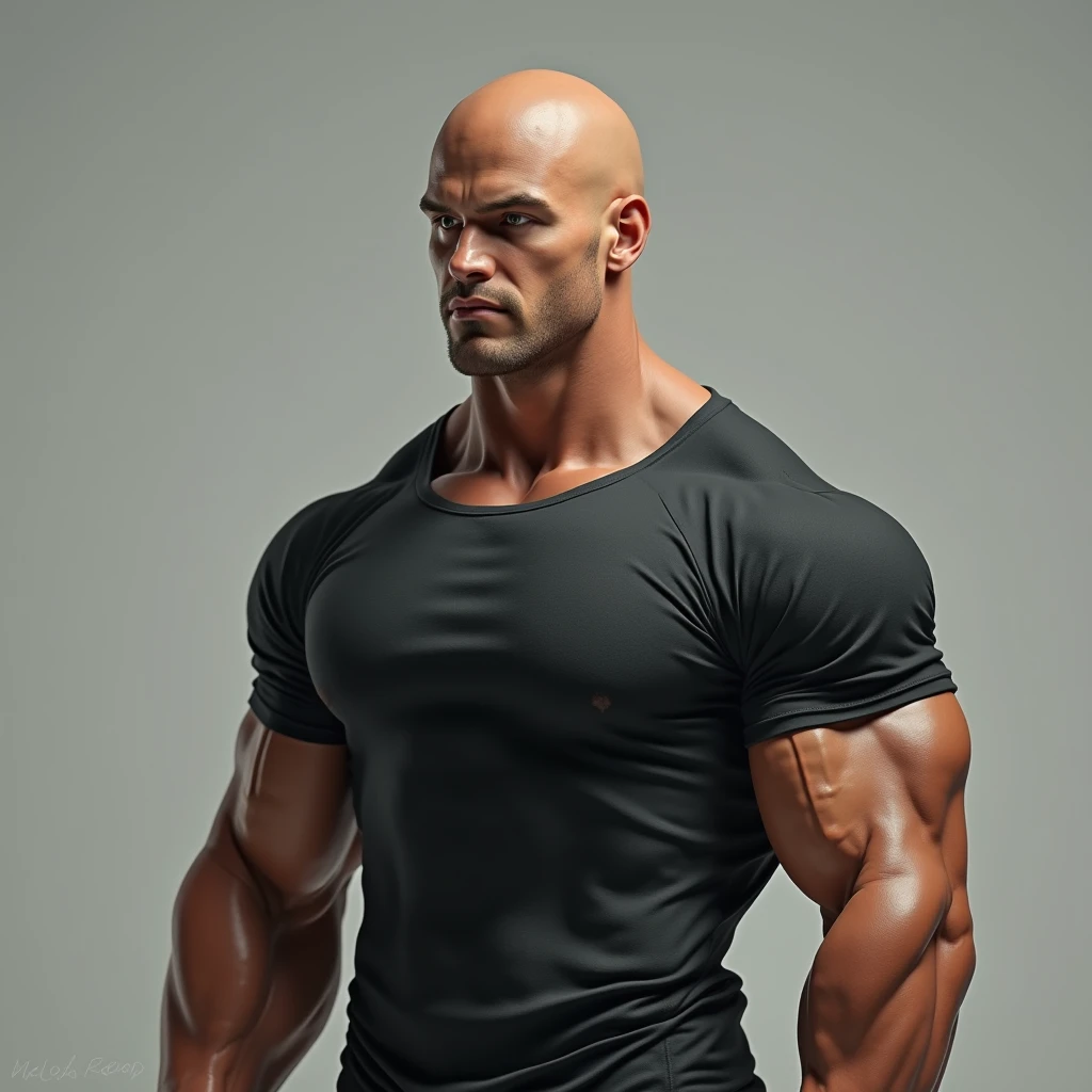 Um atleta macho Old man, escola, super forte extremamente musculoso, Bodybilding,big forhead, Extremo((shaved head)) olhos ultra detalhados, boca detalhada , Sinister expression of happy , Suplementos, massa muscular , Biceps Training, dingy gym, Bodybilding.
