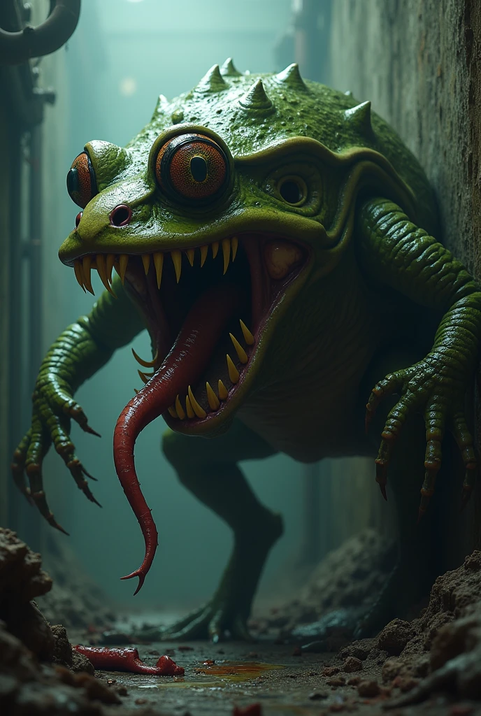 Alien Leech,horror,slime body,Open mouth,tongue,