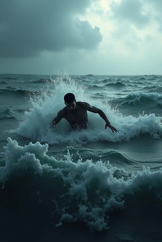 Man walk in the ocean