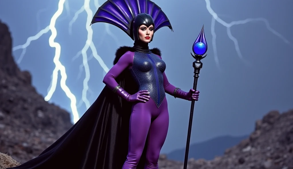 concept art of Cinematic Film Footage
<lora:Cinematic Film:1>
<lora:super shredder:1>
Shredder a very hot woman in a purple dress and a black cape with large claws, digital artwork, illustrative, painterly, matte painting, highly detailed