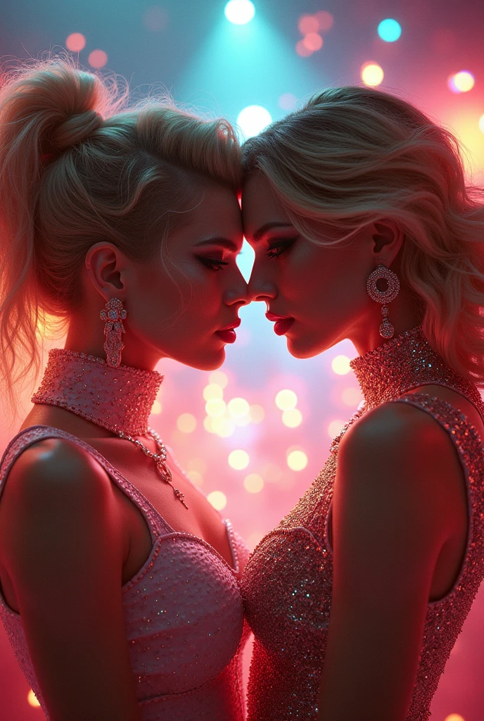 (((((Sensuality and mystery: (duas lindas mulheres morenas e loiras suando, olhos azuis e seios grandes, corpo inteiro, roupas transparentes, view of the back, com uma bunda redonda, nu, Eles se beijam apaixonadamente, kiss from tongue to tongue, they are lying on a big round bed, )(folga de cama de seda vermelha)), ((blue neon nightclub lighting)), Nixeu e Sakimichan, Serafim Ahri KDA, lesbian kiss, inspired by Tim and Greg hildebrandt, Nick Silva e Ilya Kuvshinov, inspirado em Vincent Lefevre, Sakimichan e Frank Franzzeta, sensual 8K lighting), Post apocalyptic,), h. r. estilo giger, gothic darkness, Invisible infrared), high Contrast, mistic), (profundidade), hyperornate Details), Kinetic lines and curves, diabo, (Cartaz de propaganda dos anos 1940), comic book superhero, (medium shot), scenecy), trending on ArtStation, electromagnetic