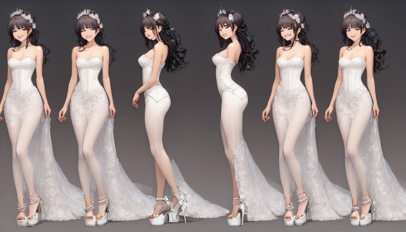 Oriental beauty，perfect bodies，perfectly proportions，Anterior convex and posterior，Wearing transparent tulle，long whitr hair，black color hair，stocklings --auto