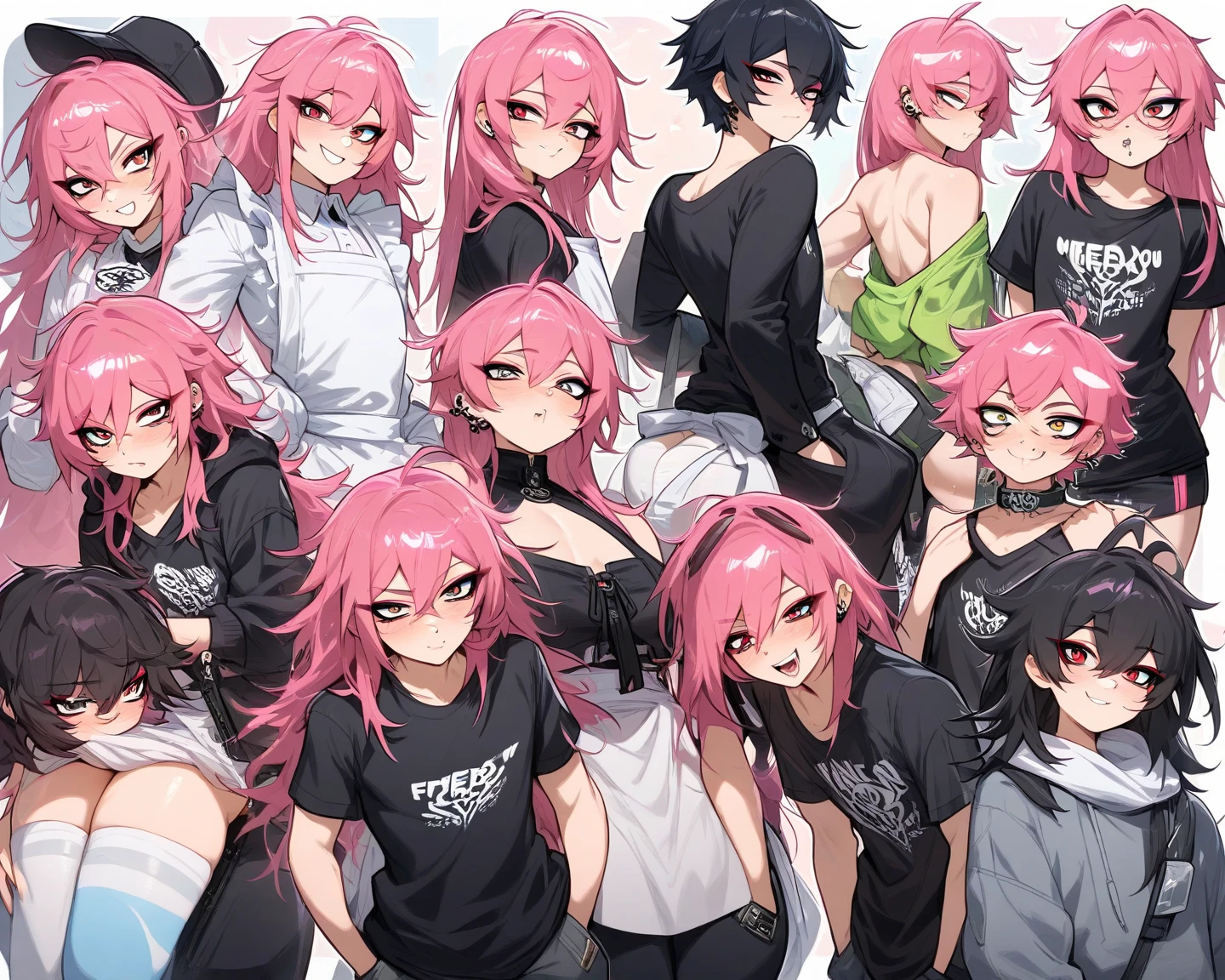 anime characters in a room with a bed and a window, ecchi anime style, anime style 4 k, visual novel key visual, visual novel cg, anime! 4k, anime! 4 k, official anime still, 4 k manga wallpaper, anime moe artstyle, official modern anime, mirai nikki, sankakucomplex anime image, ; visual novel, garoto no meio maduro, oculos de sol, garoto estiloso e confiante, handsome boy, garotas lindas e sexy, gara confiante, garotas apaixonadas,((GAROTO, BOY BLACK HAIR)) ((GAROTA 1, PURPLE HAIR)), GAROTA 2 ((PINK HAIR)). 