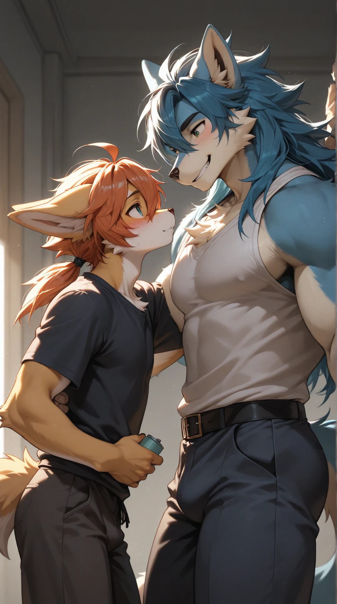 (best quality,4k,highres,masterpiece:1.2), (fluffy anthro furry :1.5),(young :1.6),Furry girl, naked, furry, furchan, 1girl, 1male , fluffy fur and soft tail, mating, male furry, female furry, penis insert furchan vagina, male penetrating, female penetrated, furchan sexual intercouse, sexual intercouse , male mating with female furchan from behind, vagina cum, blushing, your on all fours with your tail in the air.