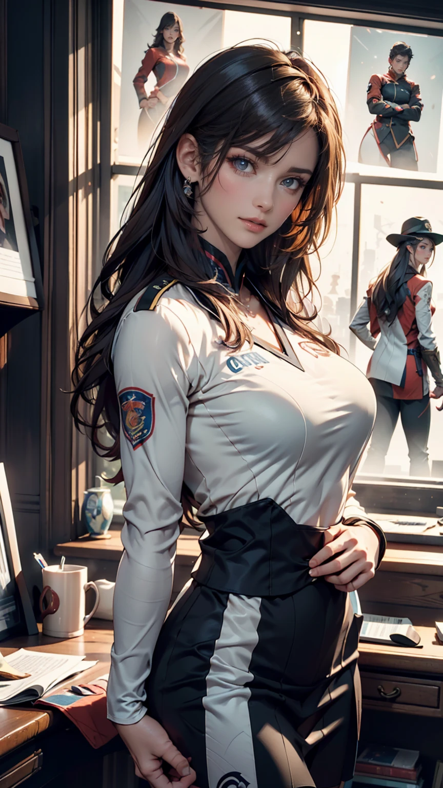 (((beautiful))),mary,blue sweater, white jacket, cropped jacket, long sleeves, open clothes, ribbed sweater, armband, huge breasts,(((shiny skin))), ((intricate details)), hdr, ((intricate details, hyperdetailed)), cinematic shot, sitting in cafe , drinking starbucks, vignette, ((art by alphonso mucha))