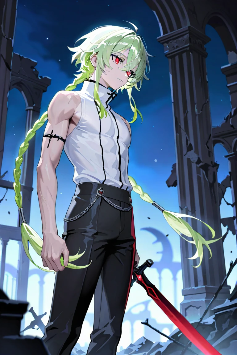 male, adult, muscular, pecs, abs, small waist, tall, white fox, white fur, barcode tattoos, robot, android, robot white fox, (mechabare:1.2, guro, amputee), synthetic mechanical parts, synthetic mechanical component, long white hair, nude, talking, speaking, black mouth, big blue eyes, hard nipples, erect big white penis with foreskin, erection, white foreskin, leaking precum, holster, fear, fear expression, afraid, afraid expression, lying, lying on the ground, in a jungle, jungle background,