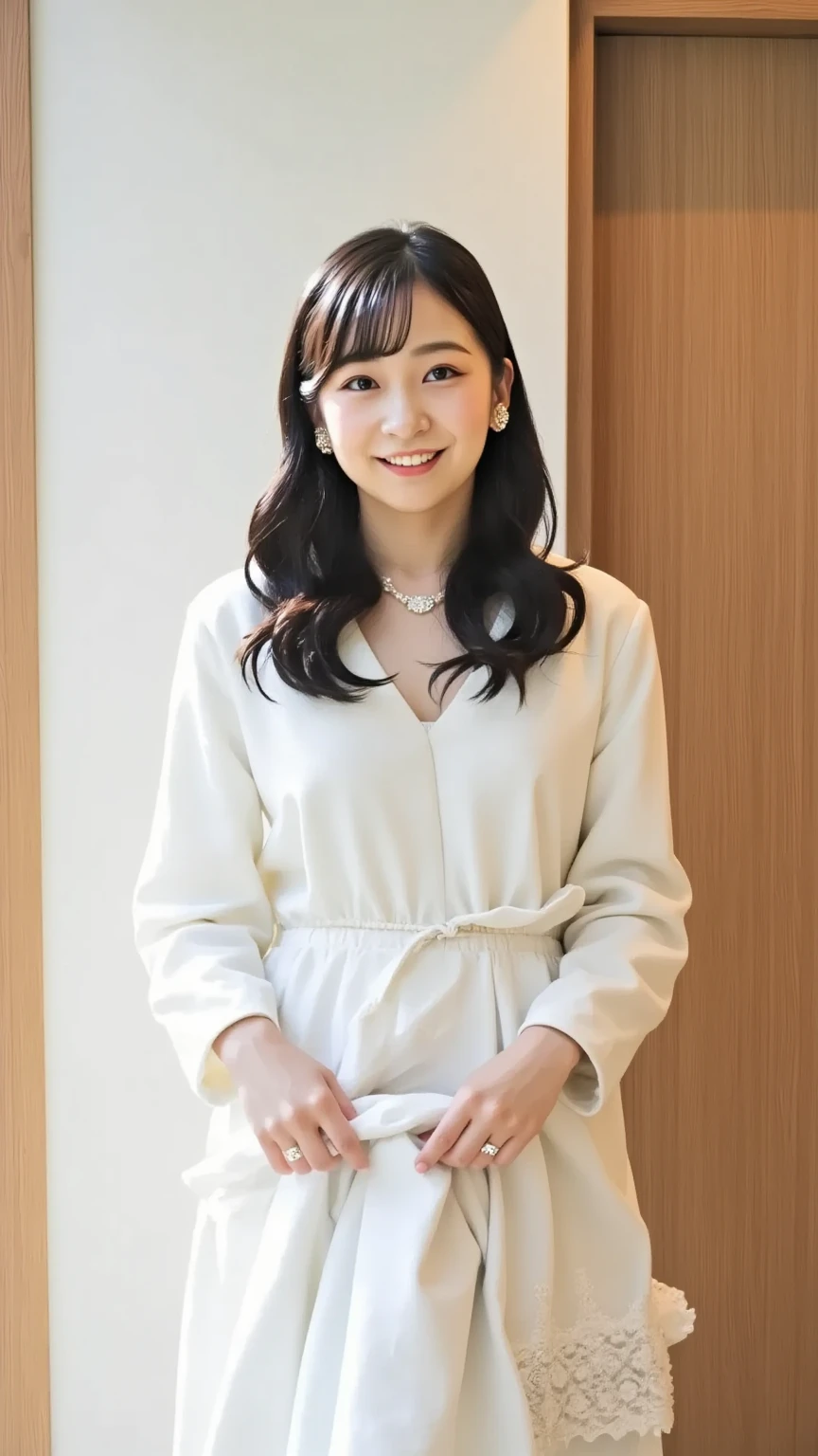 K1 nude、bare feet、 A woman who closed her mouth。、 in front of a hotel